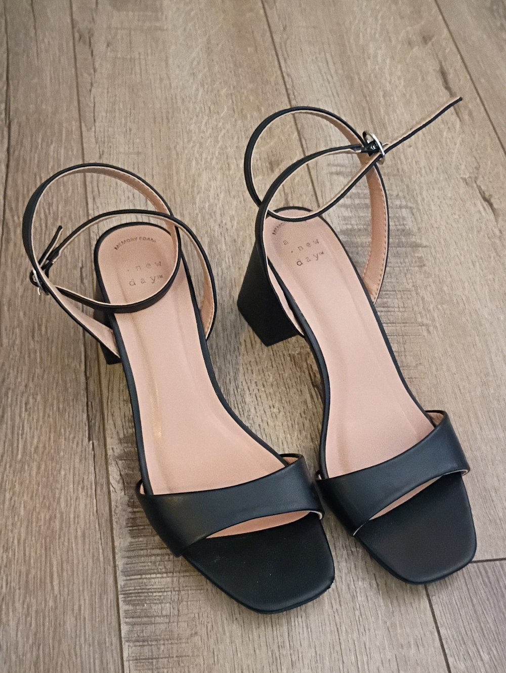 Women's Black Ankle-Strap Block Heels with Open Toe